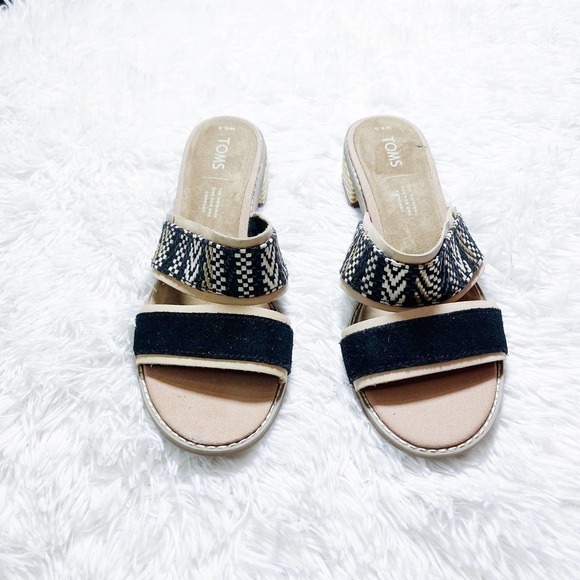 Toms Printed Pattern Open Toe Heeled Sandal SZ6.5 W - Picture 6 of 9